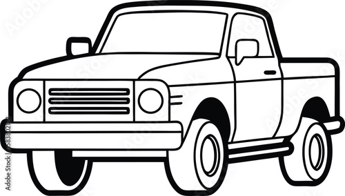 Classic red pickup truck illustration with detailed design elements