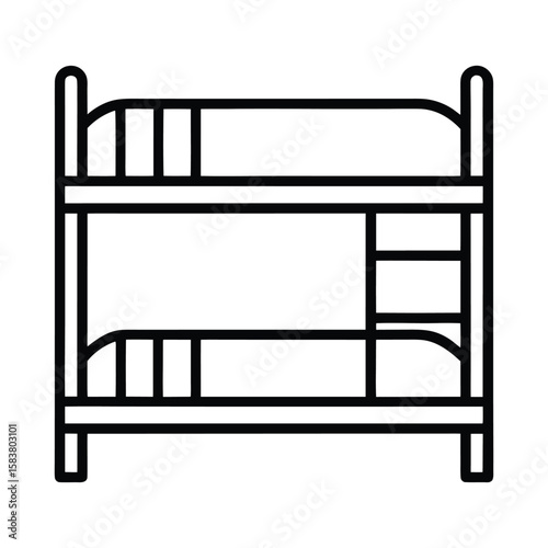 Outline bunk bed icon minimal line art vector on white background