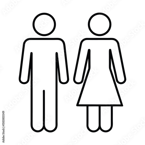 Outline bathroom icon clean vector of man and woman vector on white background