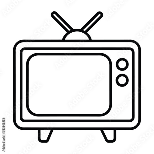 Outline tv icon clean stroke for digital screen  vector on white background