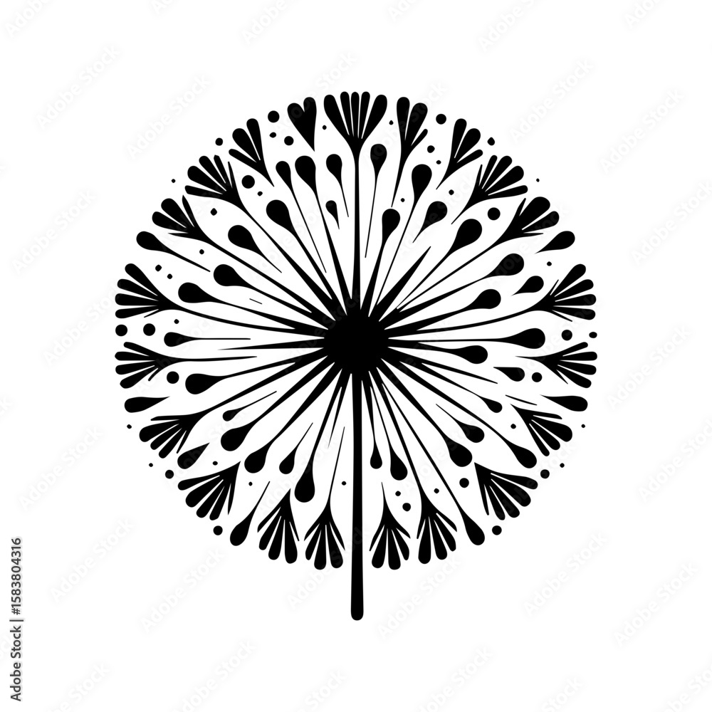 Obraz premium dandelion icon, flat logo, minimalist vector illustration