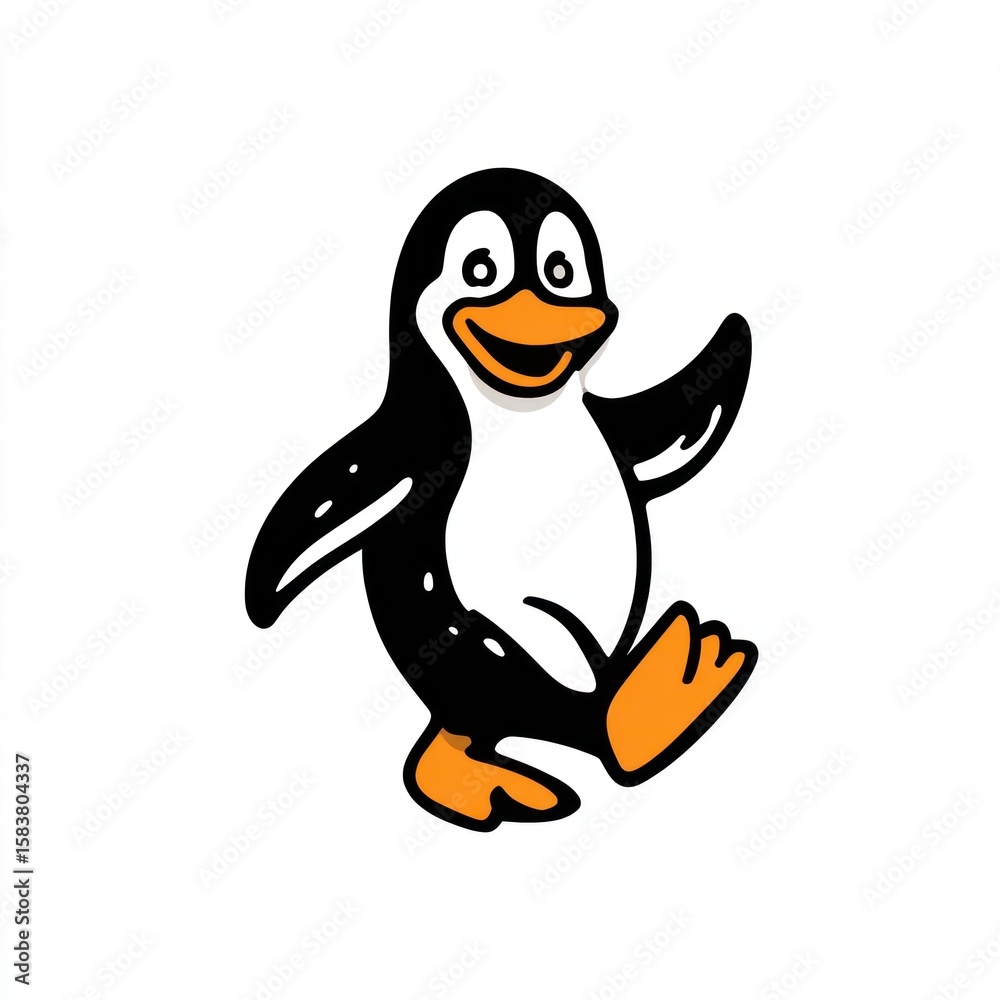 Obraz premium Cartoon penguin walking