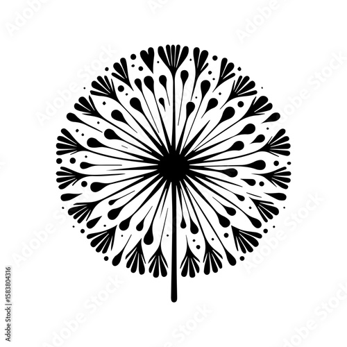 dandelion icon, flat logo, minimalist vector illustration