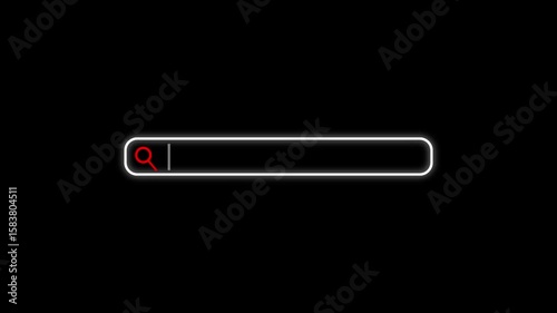 Typing Words into Search Engine Bar Animation with Mouse Pointer Click on Search Button and Smooth Interface Transition in black Browser 4K Design