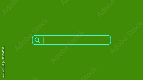Typing Query into Search Input Field with Smooth Cursor Blink and Pressing Search Button Animation in 4K Ultra HD on Minimal Browser UI green screen  Background