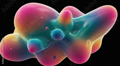 Abstract Colorful Molecular Structure on Black Background