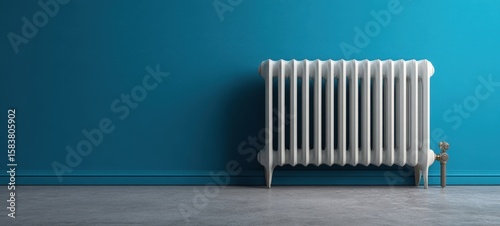 Wallpaper Mural The elegant radiator against a vivid blue wall in a modern interior design. Torontodigital.ca