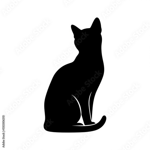 Silhouette of a sitting cat with its back to the viewer