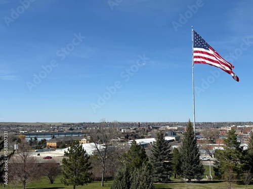 The Stars and Strips flying over Great Falls, Montana
