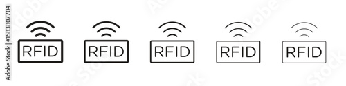 RFID icon with editable stroke eps 10 vector illustration. Outline drawing.