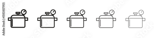 pressure cooker icon with editable stroke eps 10 vector illustration. Outline drawing.