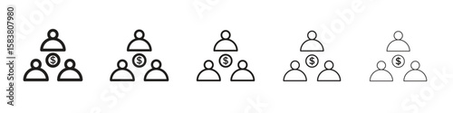 Ponzi scheme icon with editable stroke eps 10 vector illustration. Outline drawing.