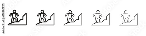People Climbing icon with editable stroke eps 10 vector illustration. Outline drawing.