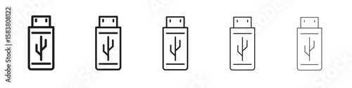 Pendrive icon with editable stroke eps 10 vector illustration. Outline drawing.