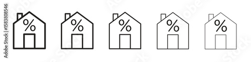 Mortgage rate icon with editable stroke eps 10 vector illustration. Outline drawing.