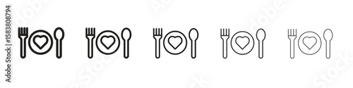 Love Plate icon with editable stroke eps 10 vector illustration. Outline drawing.