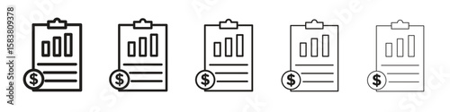 Income statement icon with editable stroke eps 10 vector illustration. Outline drawing.