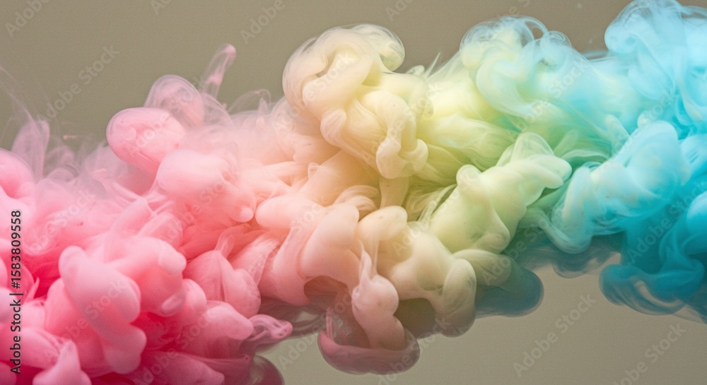 Obraz premium Colorful Ink Clouds Blending in Water with Soft Lighting Artistic Technique