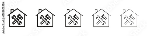 Home repair icon with editable stroke eps 10 vector illustration. Outline drawing.