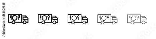 Food truck icon with editable stroke eps 10 vector illustration. Outline drawing.