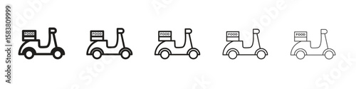 Food delivery icon with editable stroke eps 10 vector illustration. Outline drawing.