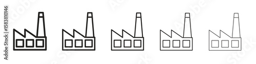Factory icon with editable stroke eps 10 vector illustration. Outline drawing.