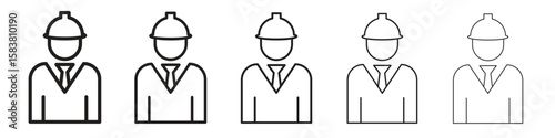 Engineer icon with editable stroke eps 10 vector illustration. Outline drawing.