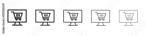 E commerce platform icon with editable stroke eps 10 vector illustration. Outline drawing.