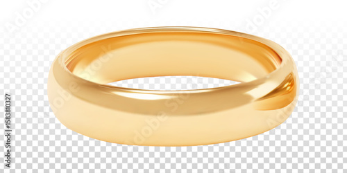 Vector golden wedding ring isolated on transparent background.