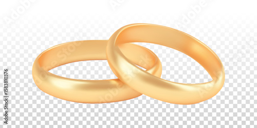 Vector wedding rings isolated on transparent background.