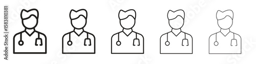 Doctor icon with editable stroke eps 10 vector illustration. Outline drawing.