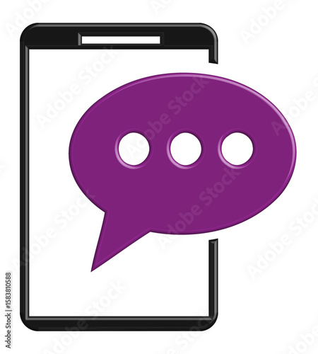 Mobile Phone with Purple Message Bubble Icon