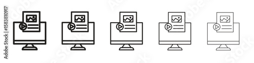 Content marketing icon with editable stroke eps 10 vector illustration. Outline drawing.
