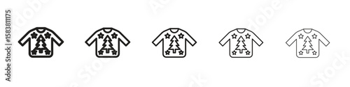 Christmas sweater icon with editable stroke eps 10 vector illustration. Outline drawing.