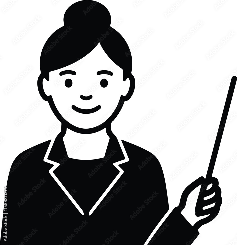 Silhouette professional teacher explaining presentation holding pointer stick Vector Illustrator Silhouette professional teacher explaining presentation holding pointer stick Vector Illustrator