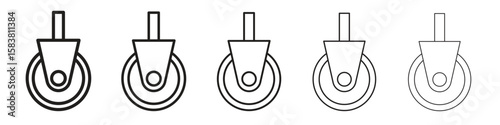 Cart trolley wheel icon with editable stroke eps 10 vector illustration. Outline drawing.