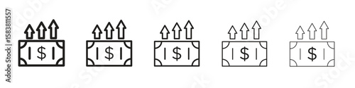capital gain icon with editable stroke eps 10 vector illustration. Outline drawing.