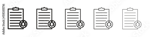 Bug report icon with editable stroke eps 10 vector illustration. Outline drawing.