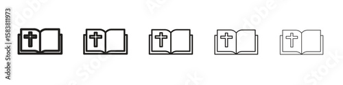 Bible icon with editable stroke eps 10 vector illustration. Outline drawing.