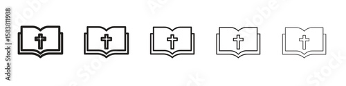 Bible icon with editable stroke eps 10 vector illustration. Outline drawing.
