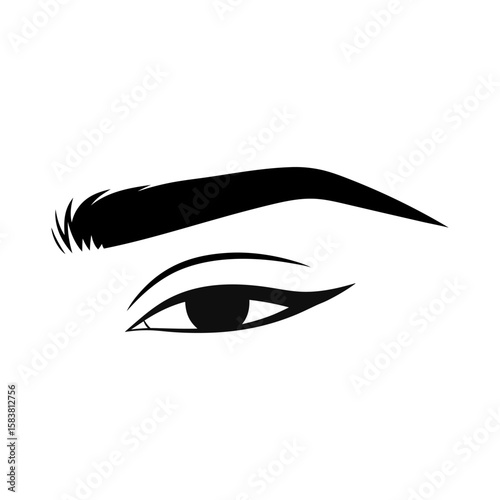 Stylized Female Eye with Eyeliner and Eyebrow Beauty Illustration