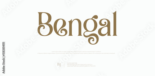 Bengal Beauty Luxury font alphabet logo. Typography beautiful fashion elegant classic letters serif italic fonts decorative wedding vintage blossom logos. vector illustration
