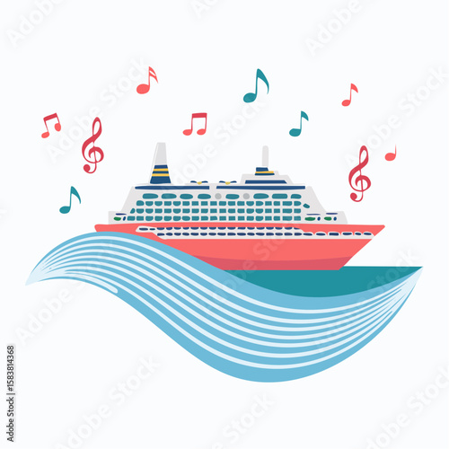 Cruise ship sails on a musical wave in a sea of melodies