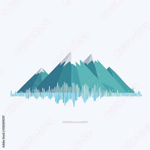 Sound wave transforms to snowy Mountain Peaks, concept of soundscapes