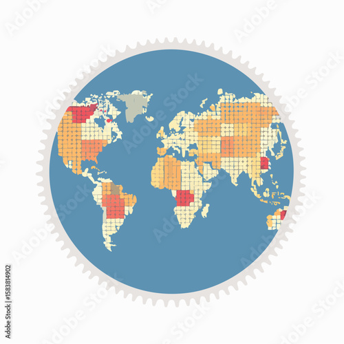 World geography made from stamps around the globe, geographical composition