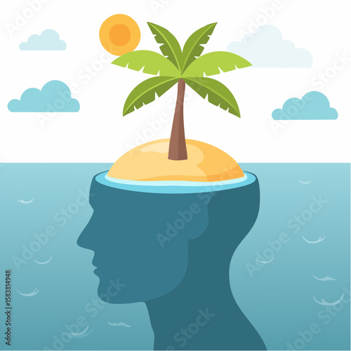 Island Oasis atop a Submerged Giant Head in the Middle of the Ocean