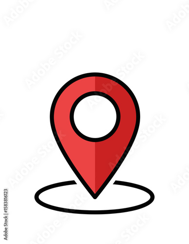 A simple red location marker icon indicating a specific point of interest on a map.