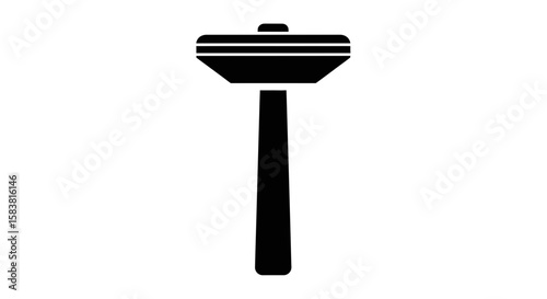 Simple black silhouette of a tall, stylized antenna or tower.