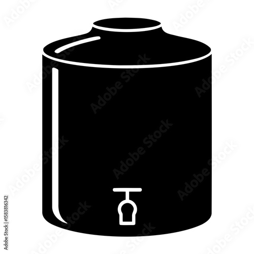 Iron water tank silhouette design on white background