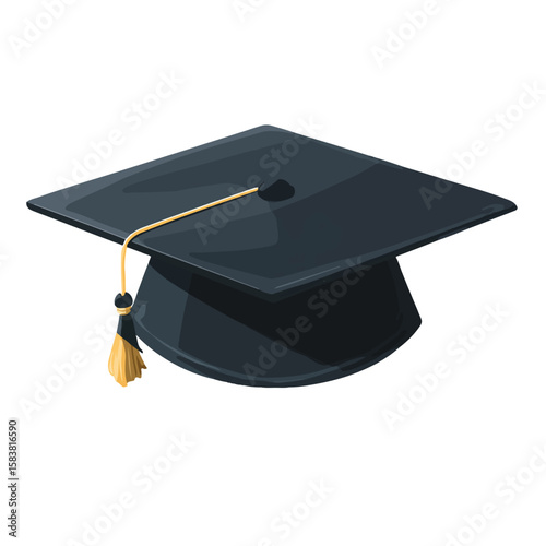 graduation cap isolated in White Background, graduation cap vector, Flat lay vector illustration